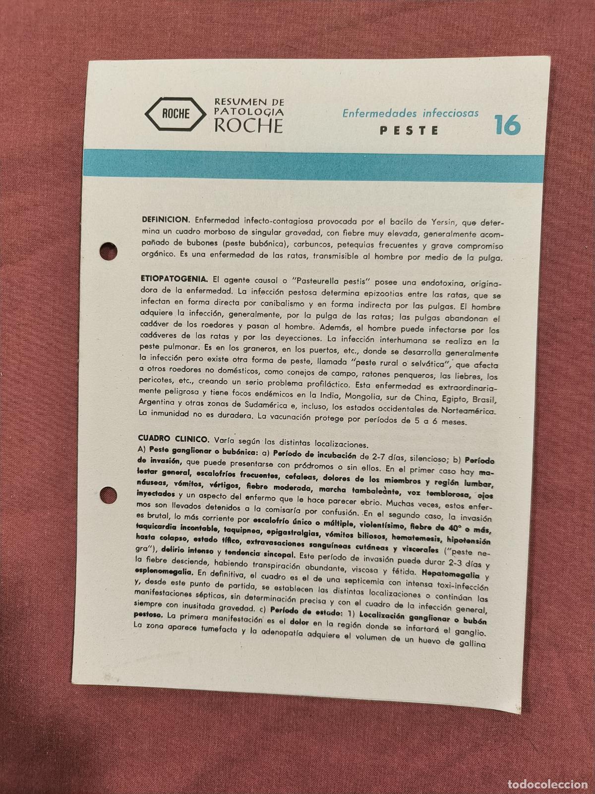 Collectionnisme de Revues et Journaux: Folleto Resumen de Patolog&iacute;a Roche N&ordm; 16 &ndash; Enfermedades Infecciosas: Peste