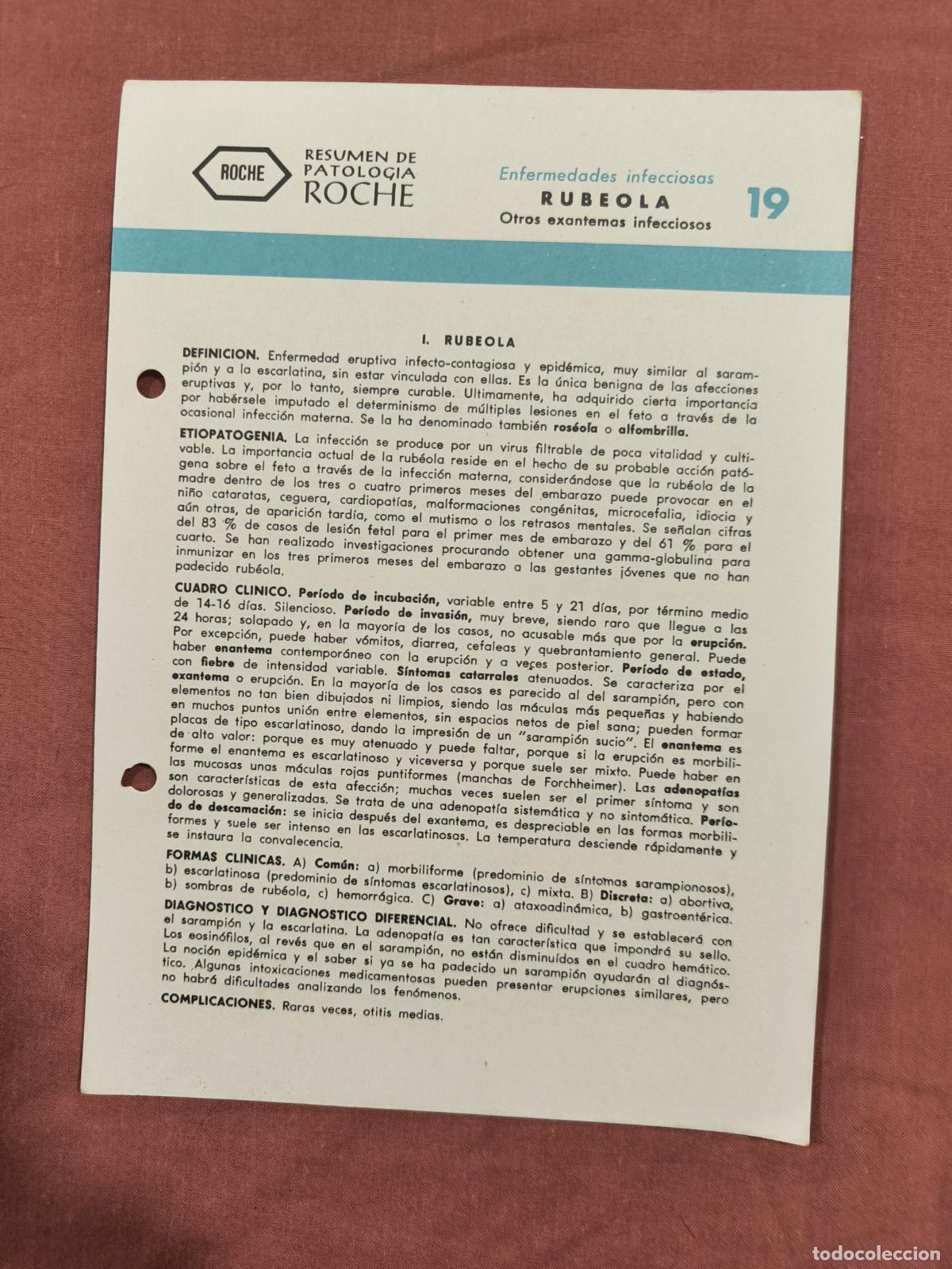 Collectionnisme de Revues et Journaux: Folleto Resumen de Patolog&iacute;a Roche N&ordm; 19 &ndash; Enfermedades Infecciosas: Rubeola