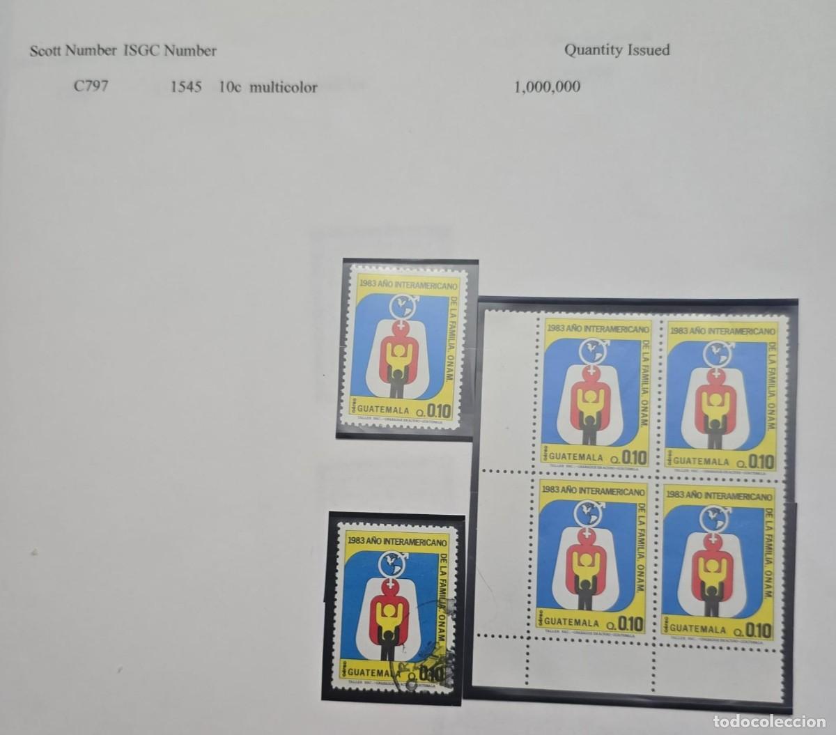 Coleccionismo de revistas y peri&oacute;dicos: TS) 1983 GUATEMALA, AIRMAIL,INTER AMERICAN YEAR OF THE FAMILY PHILATELIC ISSUE, SCOTT #C797.