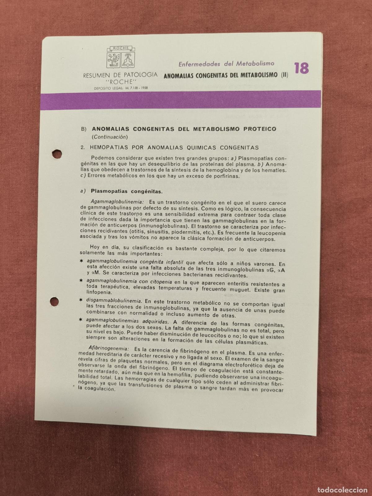 Collection Magazines and Newspapers: Folleto Resumen de Patolog&iacute;a Roche N&ordm; 18 &ndash; Metabolismo: Anomal&iacute;as Cong&eacute;nitas II