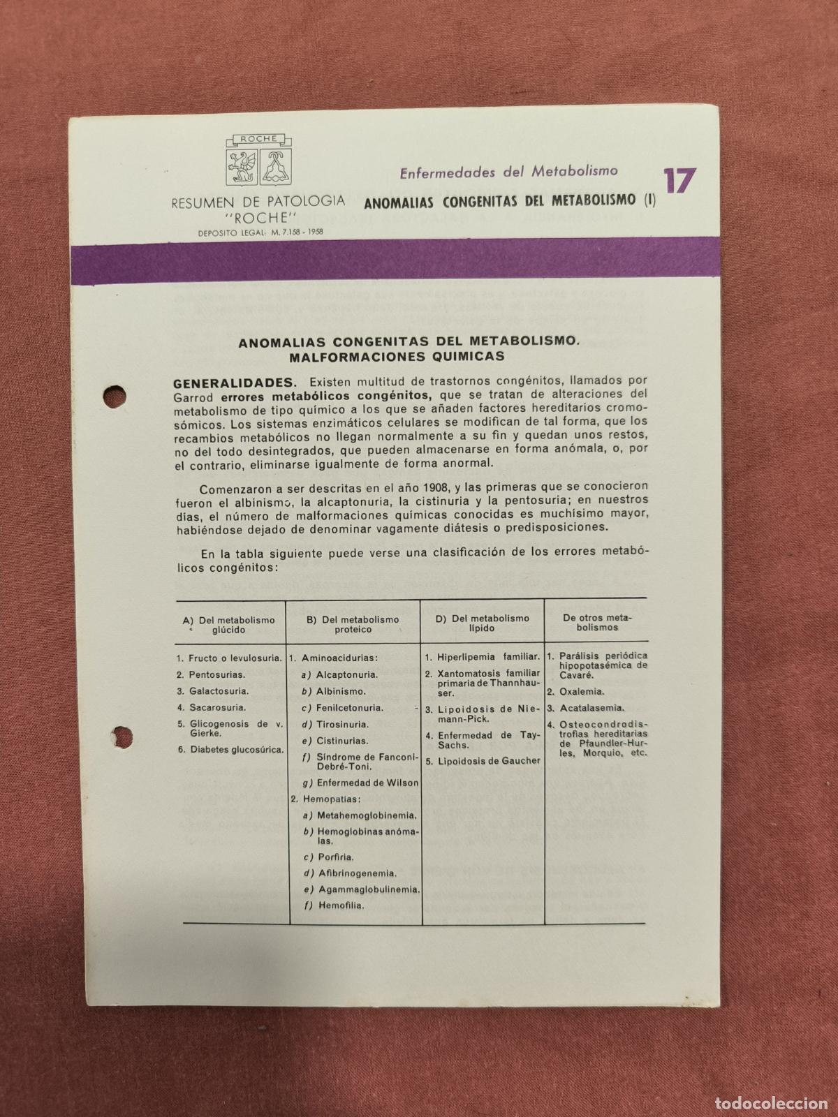 Collection Magazines and Newspapers: Folleto Resumen de Patolog&iacute;a Roche N&ordm; 17 &ndash; Metabolismo: Anomal&iacute;as Cong&eacute;nitas I