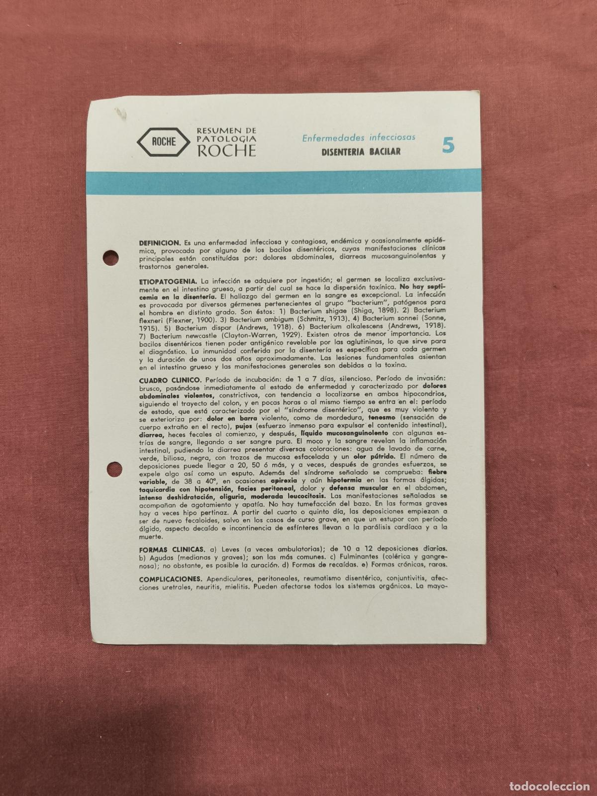 Coleccionismo de revistas y peri&oacute;dicos: Folleto Resumen de Patolog&iacute;a Roche N&ordm; 5 &ndash; Enfermedades Infecciosas: Disenter&iacute;a