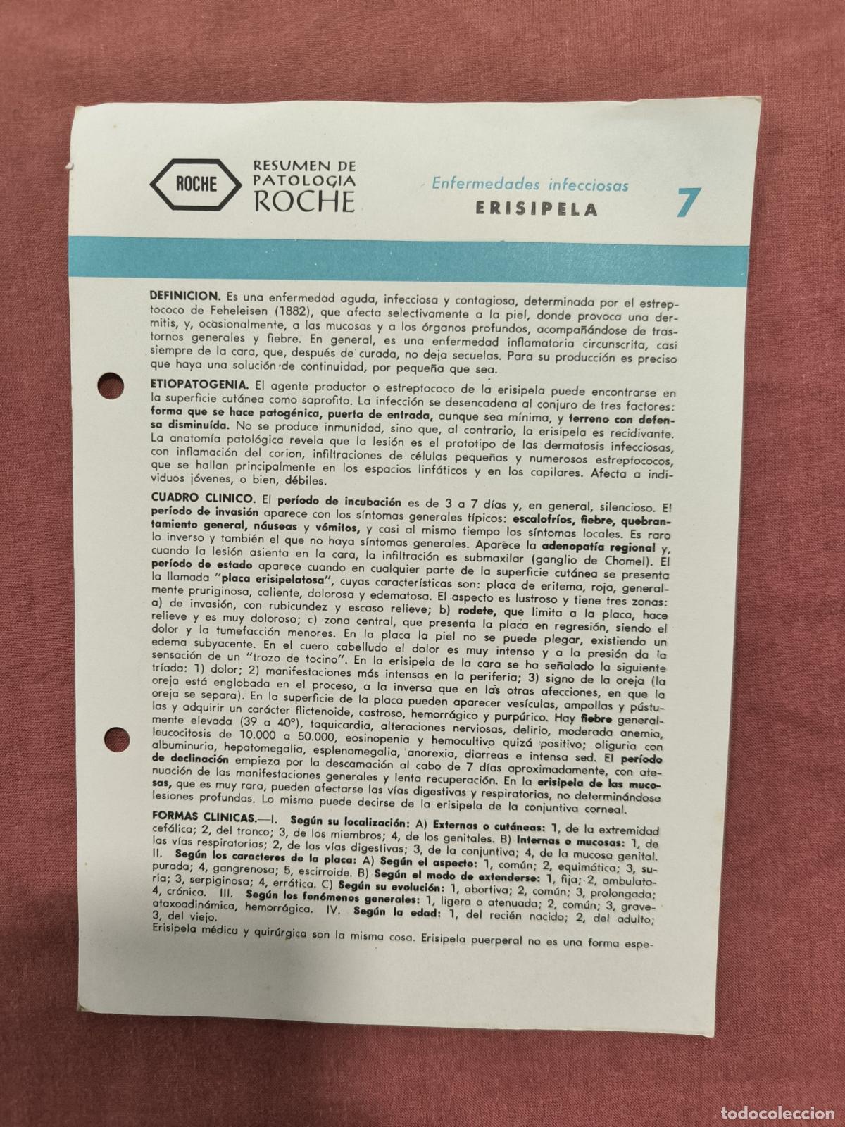 Coleccionismo de revistas y peri&oacute;dicos: Folleto Resumen de Patolog&iacute;a Roche N&ordm; 7 &ndash; Enfermedades Infecciosas: Erisipela