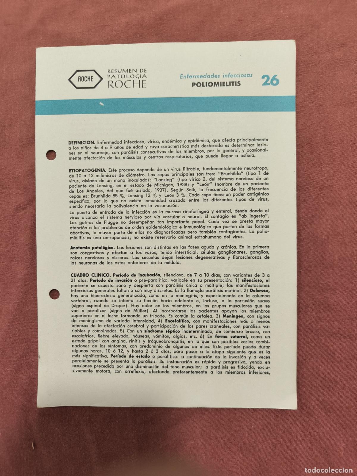 Coleccionismo de revistas y peri&oacute;dicos: Folleto Resumen de Patolog&iacute;a Roche N&ordm; 26 &ndash; Infecciosas: Poliomielitis