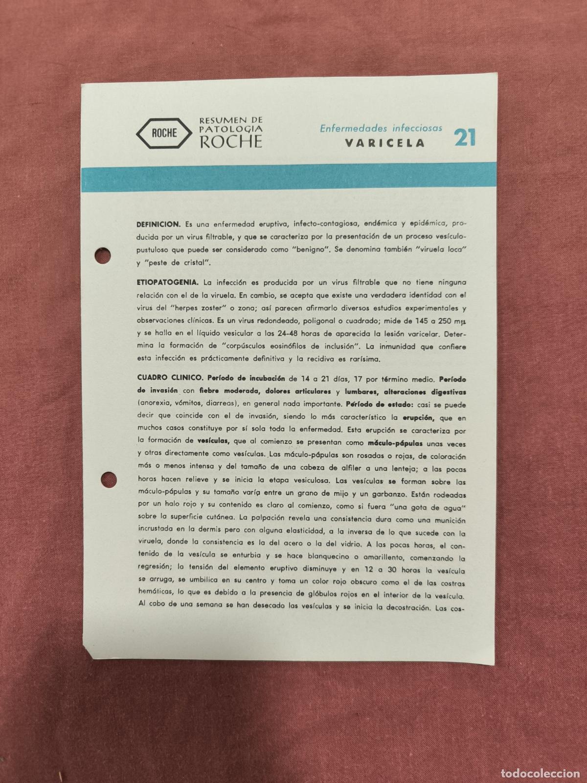 Coleccionismo de revistas y peri&oacute;dicos: Folleto Resumen de Patolog&iacute;a Roche N&ordm; 21 &ndash; Infecciosas: Varicela