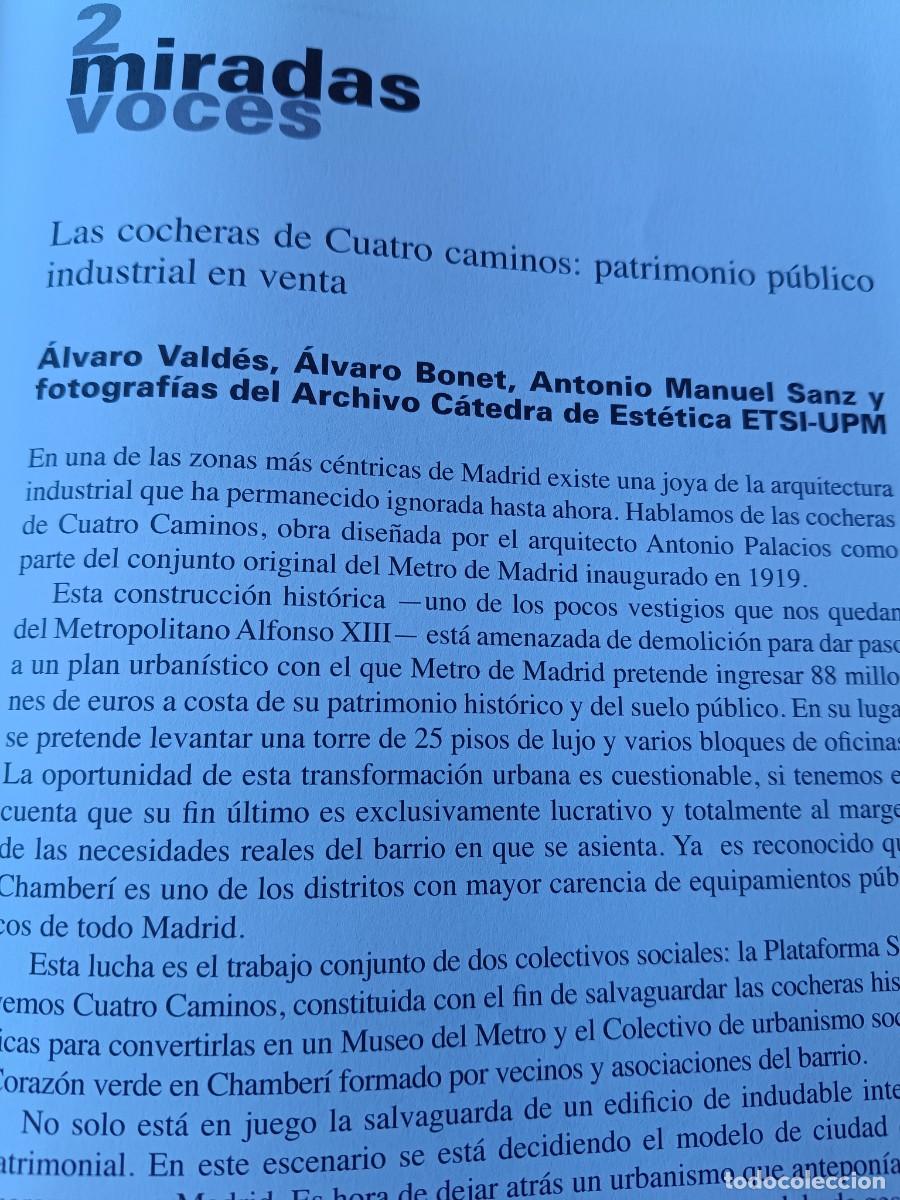Coleccionismo de revistas y peri&oacute;dicos: COCHERAS DE CUATRO CAMINOS, PATRIMONIO PUBLICO EN VENTA. 6 P&Aacute;GS REVISTA VIENTO SUR 2015