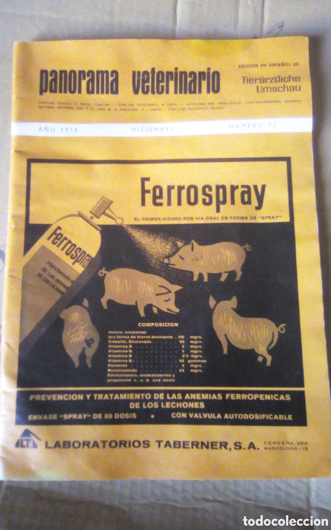 Coleccionismo de revistas y peri&oacute;dicos: Revista Panorama veterinario, n&deg; 12. Diciembre 1973. Editorial Eco.