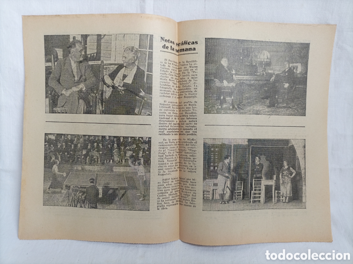Coleccionismo de revistas y peri&oacute;dicos: Deporte femenino Tango. Mussolini. Roosevelt. Hogar. 1935