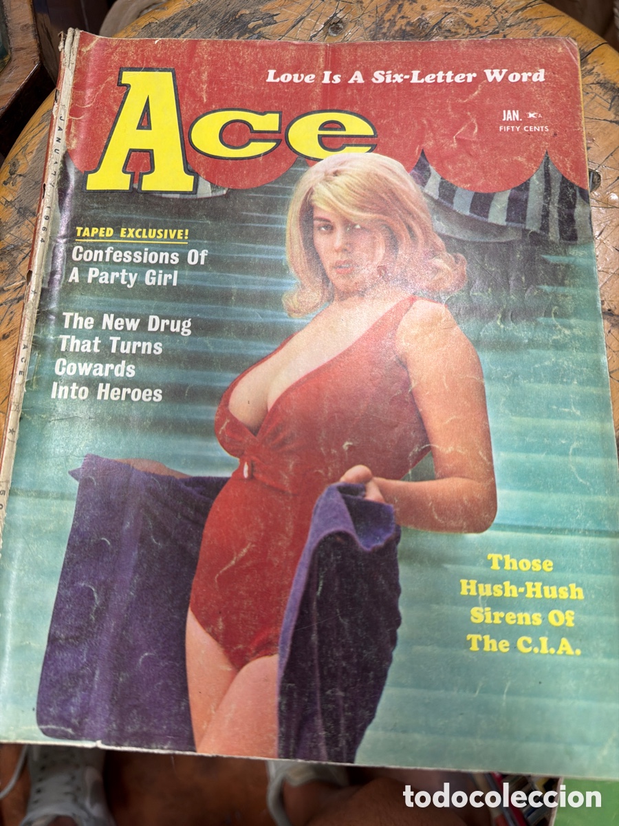 Coleccionismo de revistas y peri&oacute;dicos: Revista er&oacute;tica vintage pin-ups ACE LOVE IS A SIX LETTER WORD.vol 7 n 4 January 1964.ilustrado pro