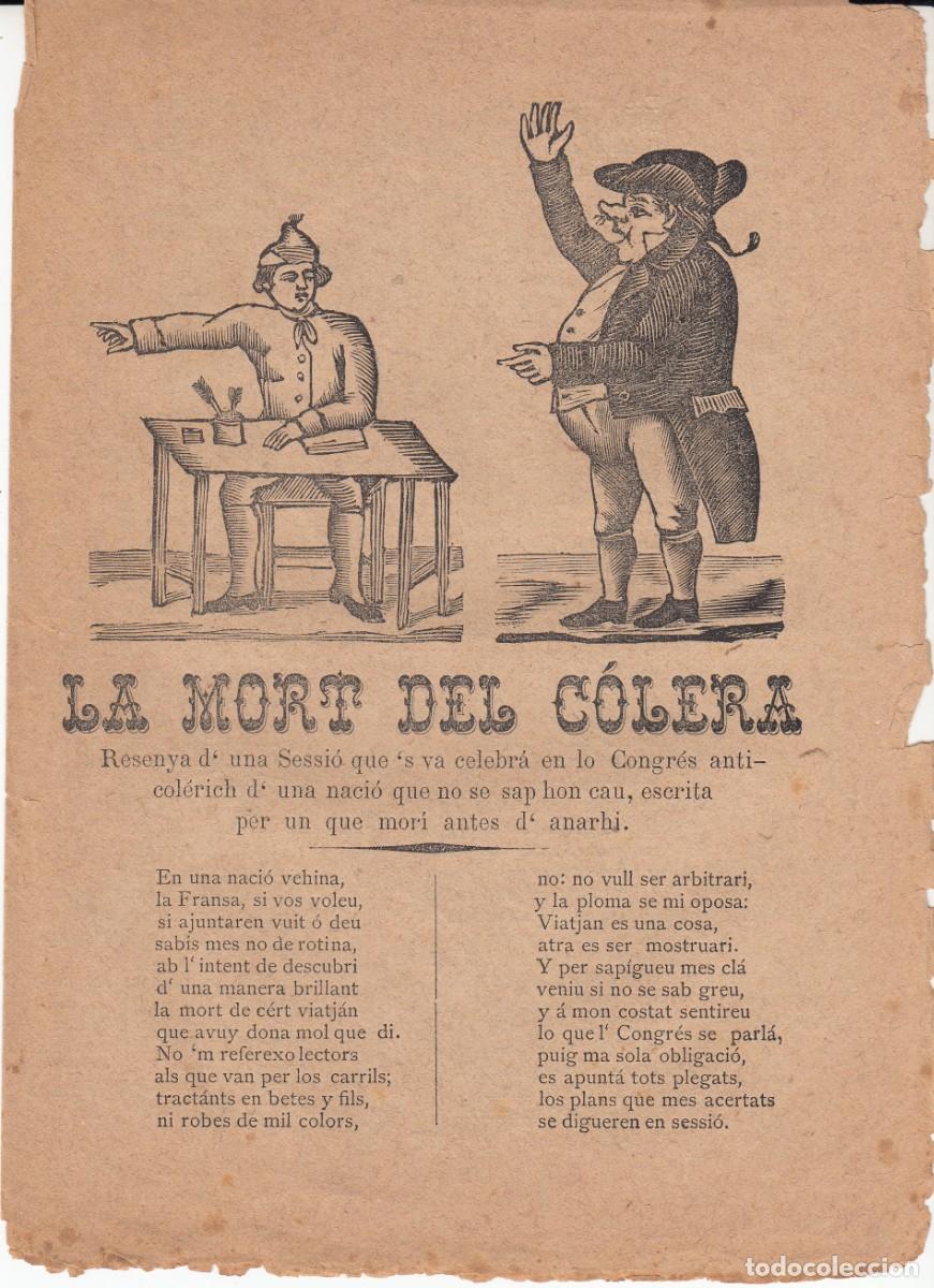 Coleccionismo de revistas y peri&oacute;dicos: PLIEGO DE CORDEL - ROMAN&Ccedil;OS - LA MORT DEL COLERA - SIGLO XIX
