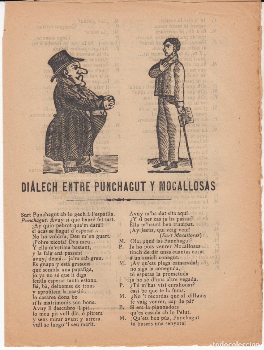 Coleccionismo de revistas y peri&oacute;dicos: PLIEGO DE CORDEL - ROMAN&Ccedil;OS - DIALECH ENTRE PUNCHAGUT Y MOCALLOSAS - SIGLO XIX