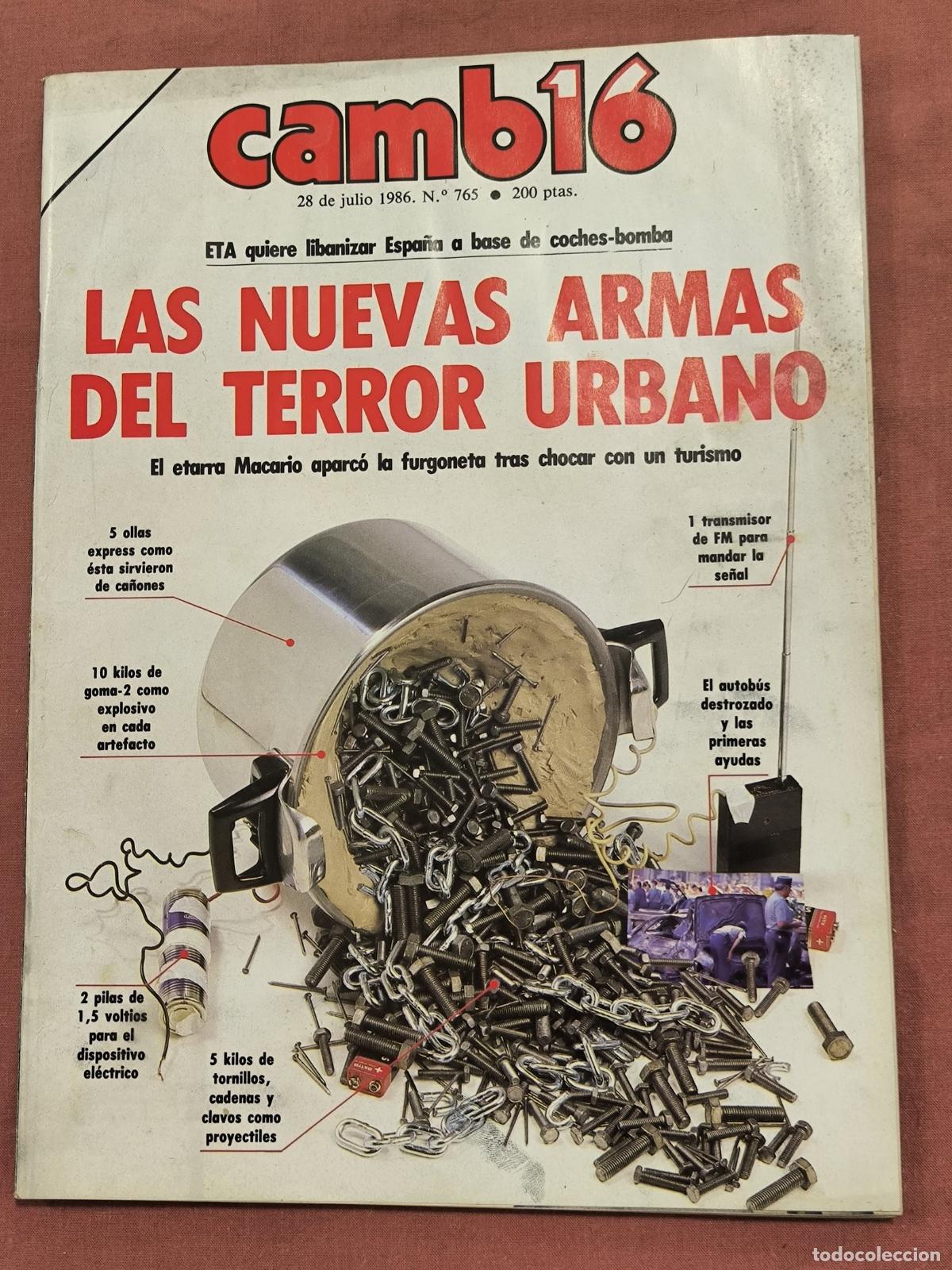Collectionnisme de Revues et Journaux: Revista Cambio 16 &ndash; Las Nuevas Armas del Terror Urbano ETA Coleccionismo