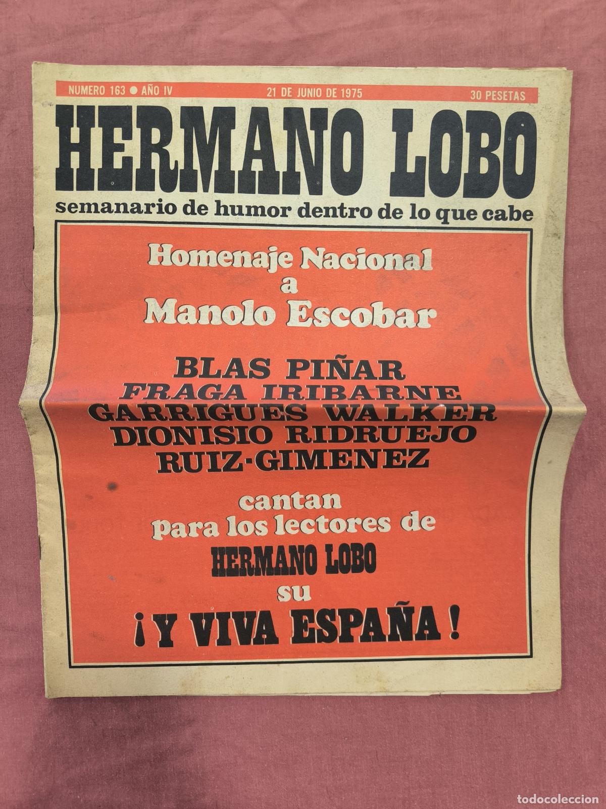 Coleccionismo de revistas y peri&oacute;dicos: Semanario Hermano Lobo &ndash; Homenaje a Manolo Escobar Humor Coleccionismo