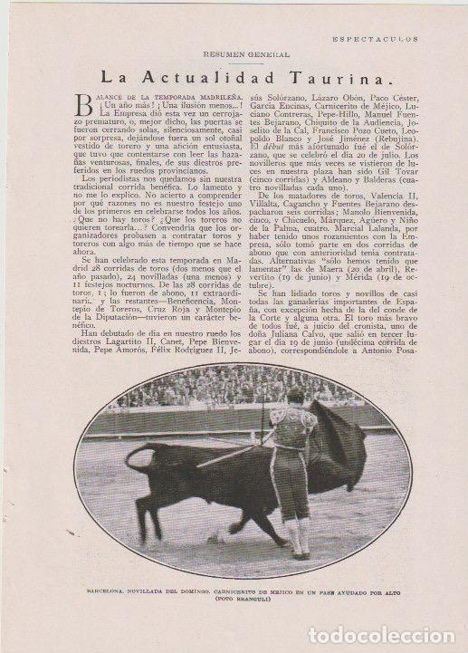 Coleccionismo de revistas y peri&oacute;dicos: * TOROS * Carnicerito de M&eacute;jico, Domingo Ortega - 1930