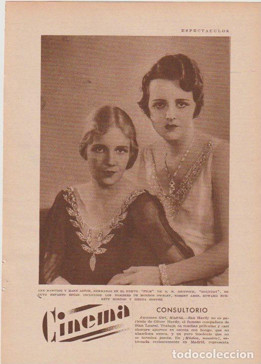 Coleccionismo de revistas y peri&oacute;dicos: * CINE * Ann Harding, Mary Astor, F&eacute;lix de Pomes, Isabel Barron, Carmen Larrabeiti... - 1930