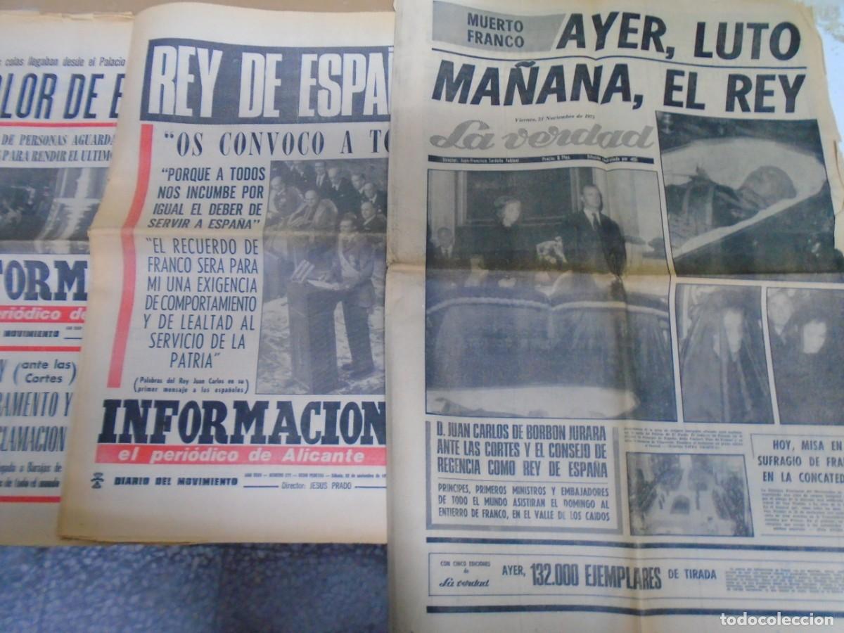 Coleccionismo de revistas y peri&oacute;dicos: MUERTE DE FRANCO,PERIODICOS DE ALICANTE&rdquo;INFORMACION&rdquo;(3)-&rdquo;LA VERDAD(1)NOVIEMBRE 1975.