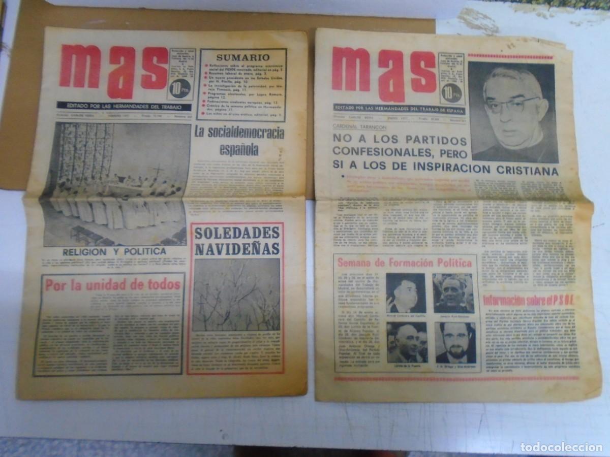 Coleccionismo de revistas y peri&oacute;dicos: PERIODICO&rdquo;MAS&rdquo;EDITADO POR LAS HERMANDADES DEL TRABAJO DE ESPA&Ntilde;A,N&ordm;321-322 DE 1977.
