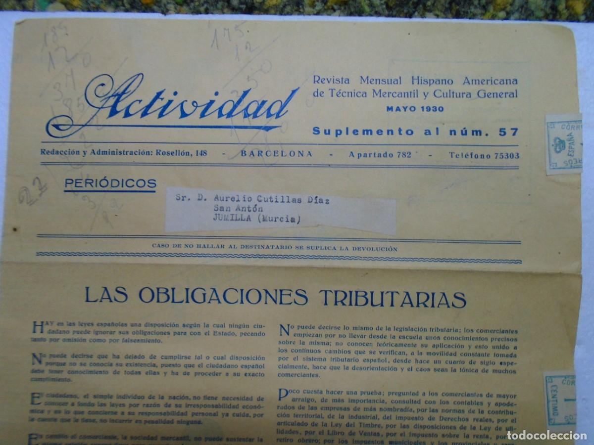 Coleccionismo de revistas y peri&oacute;dicos: &rdquo;ACTIVIDAD&rdquo;REVISTA MENSUAL HISPANO AMERICANA...MAYO 1930.CIRCULADA A JUMILLA.