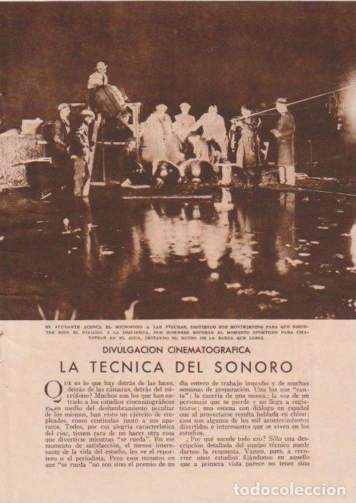 Collezionismo di Riviste e Giornali: * CINE * La t&eacute;cnica del sonoro / Miguel Pereyra - 1931