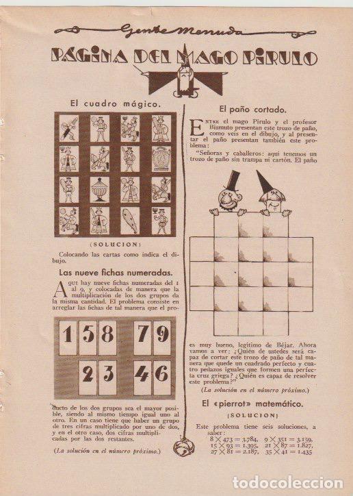 Coleccionismo de revistas y peri&oacute;dicos: Gente Menuda: p&aacute;gina del Mago Pirulo -1930