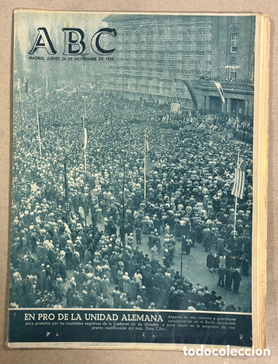 Coleccionismo de revistas y peri&oacute;dicos: ABC (24 NOVIEMBRE 1955) MANIFESTACI&Oacute;N EN PRO UNIDAD ALEMANA, INUNDACIONES CARTAGENA, PUERTO ALICANTE