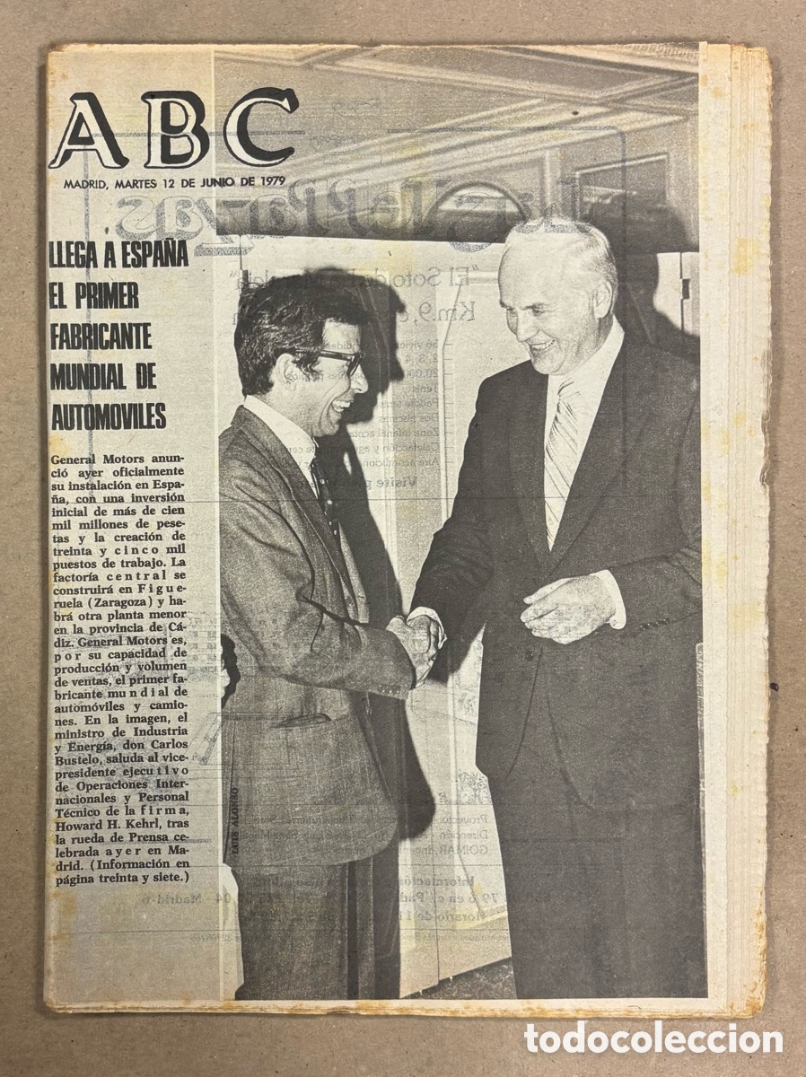 Coleccionismo de revistas y peri&oacute;dicos: ABC (12 JUNIO 1979) LLEGA A ZARAGOZA GENERAL MOTORS, ZARAGOZA 1-0 REAL MADRID, EL ALMERIA A PRIMERA