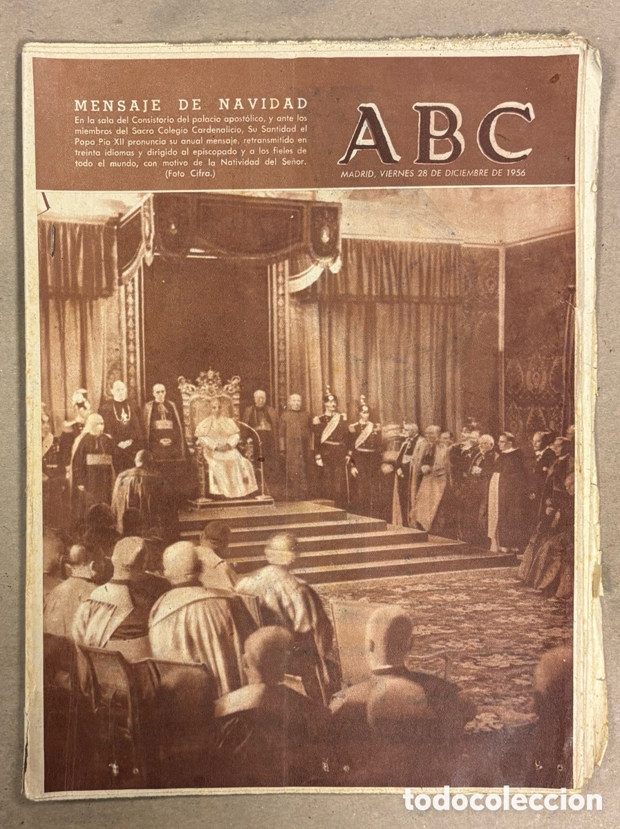 Coleccionismo de revistas y peri&oacute;dicos: ABC (28 AGOSTO 1956) MENSAJE NAVIDAD P&Iacute;O XII, MANUEL ALLENDESALAZAR, BALNEARIO DE ARCHENA MURCIA