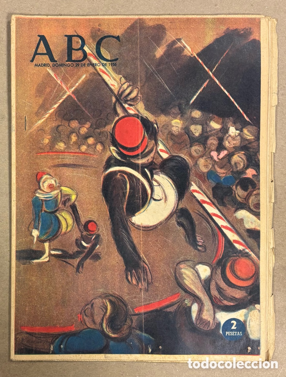 Coleccionismo de revistas y peri&oacute;dicos: ABC (29 ENERO 1956) P&Eacute;REZ GALD&Oacute;S (LA NOVELA DEL TRANV&Iacute;A), LO QUE COM&Iacute;A DON QUIJOTE, FRANCO OFRECE
