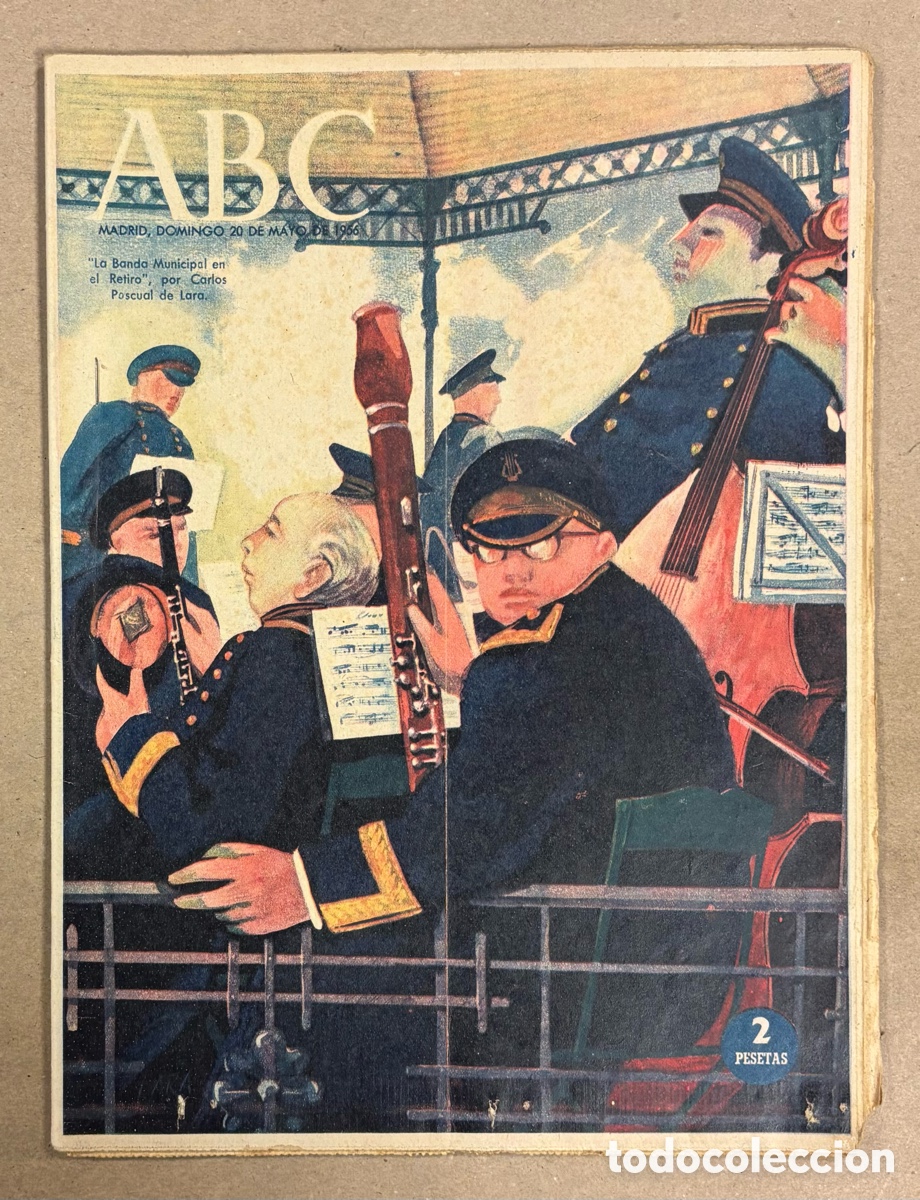 Coleccionismo de revistas y peri&oacute;dicos: ABC (20 MAYO 1956) BANDA MUNICIPAL EN EL RETIRO&rdquo; CARLOS PASCUAL DE LARA,, MAH&Oacute;N MENORCA, REY DE IRAK