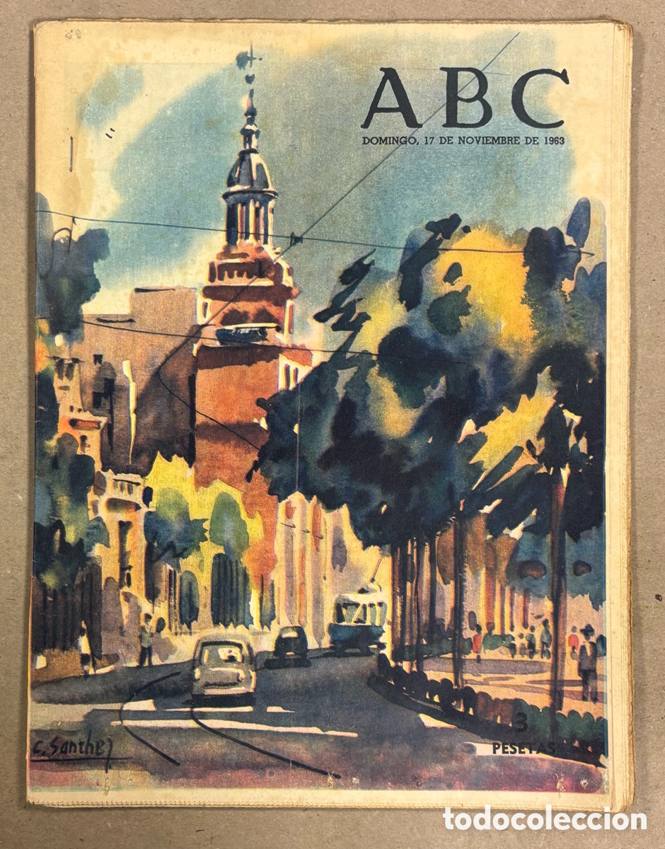 Coleccionismo de revistas y peri&oacute;dicos: ABC 17 NOVIEMBRE 1963 VIAJE PIRINEO L&Eacute;RIDA CELA, SALTO DE BELESAR GALICIA, PINTOR FERNANDO CALDER&Oacute;N