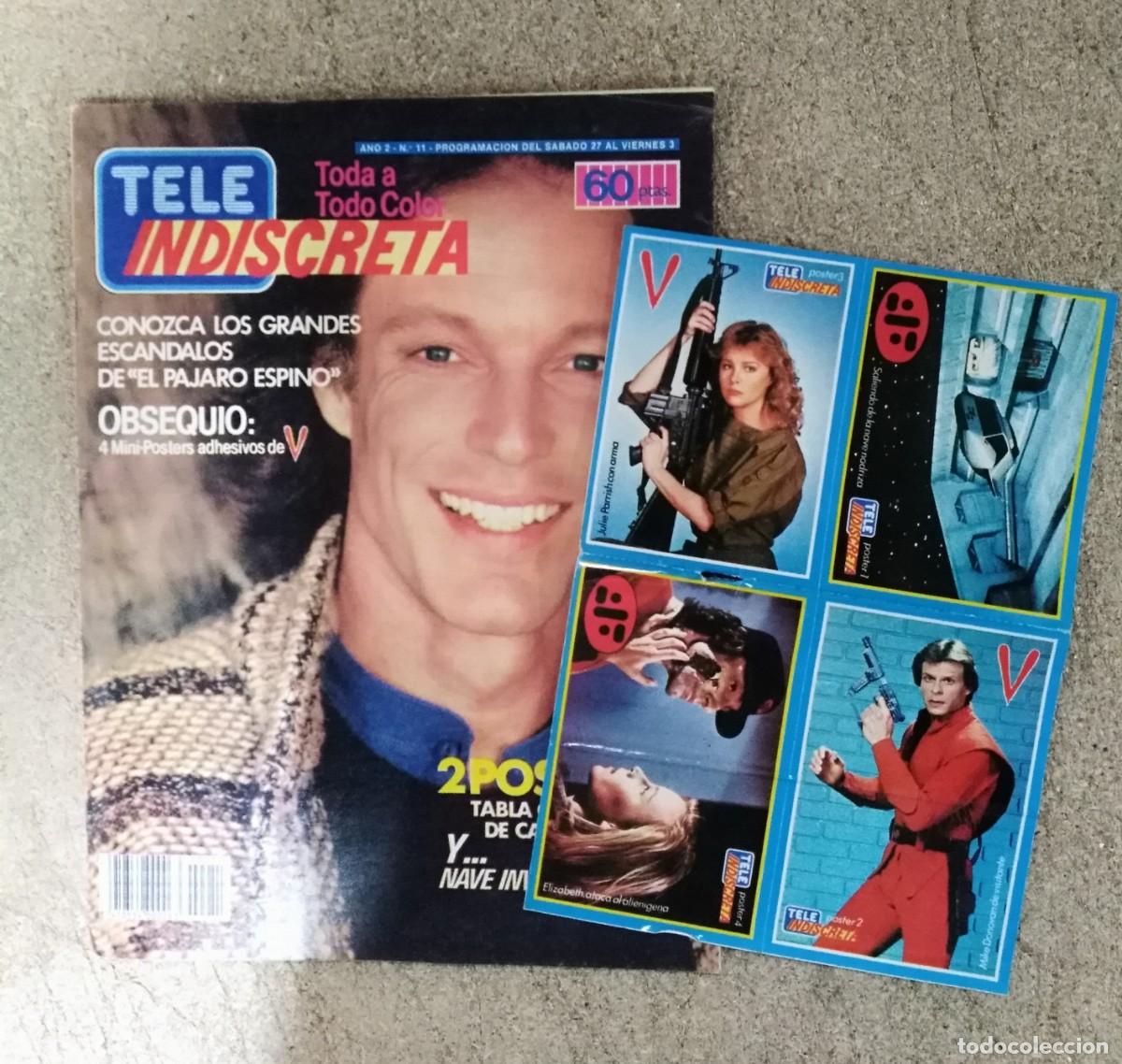 Coleccionismo de revistas y peri&oacute;dicos: Revista Tele Indiscreta 11.El Pajaro Espino.4 adhesivos V