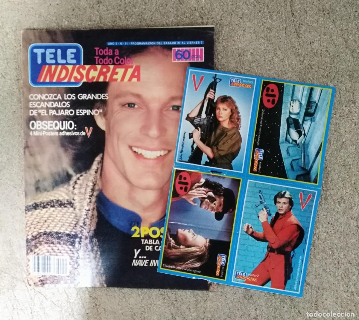 Coleccionismo de revistas y peri&oacute;dicos: Revista Tele Indiscreta 11.El Pajaro Espino.4 adhesivos V