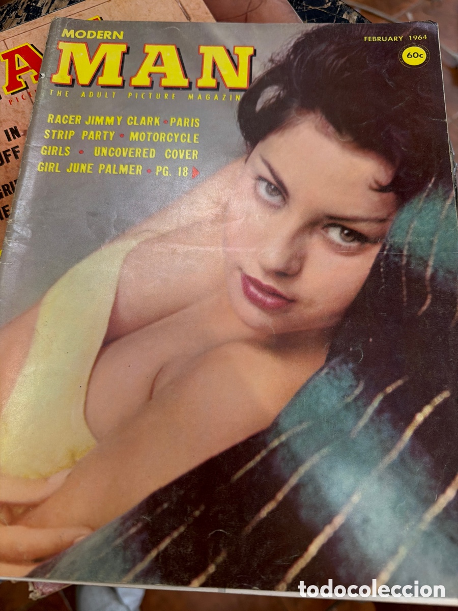 Coleccionismo de revistas y peri&oacute;dicos: Revista er&oacute;tica vintage pin-ups MODERN MAN.edici&oacute;n americana.vol 13 n 8 a&ntilde;o 1964.poster central