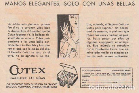 Coleccionismo de revistas y peri&oacute;dicos: Publicidad cosm&eacute;tica: esmalte para u&ntilde;as Cutex - 1931