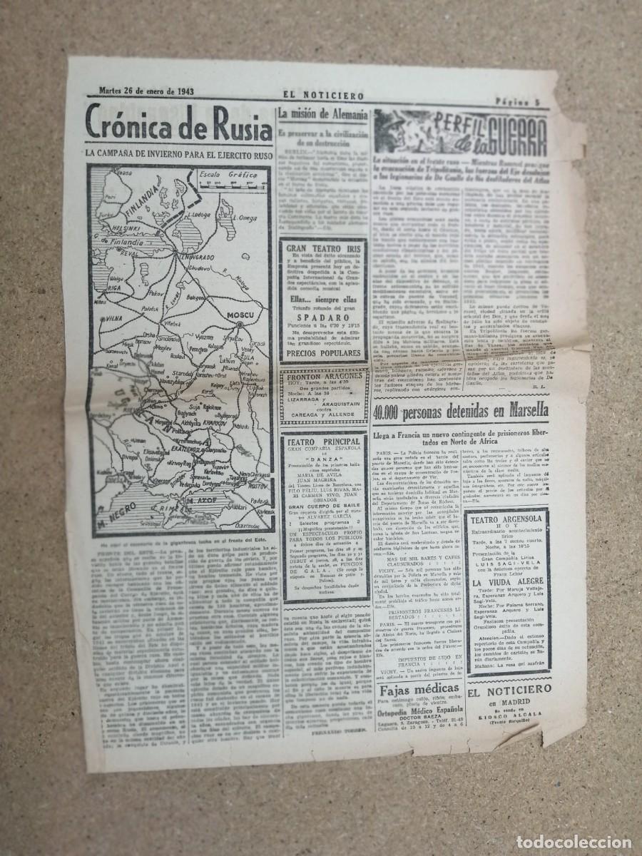 Coleccionismo de revistas y peri&oacute;dicos: EL NOTICIERO. 26 ENERO 1943. CRONICA DE RUSIA (HOJA CON REPORTAJES)