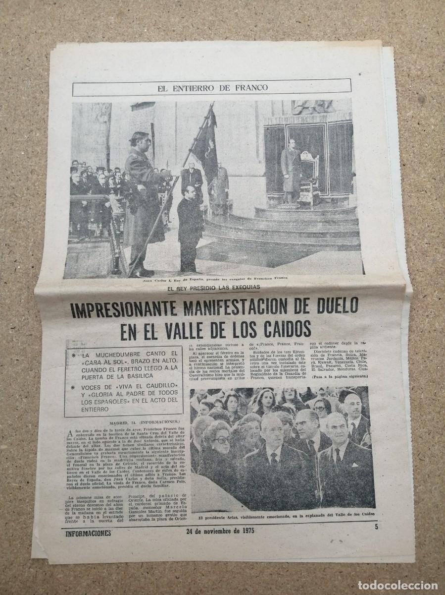 Coleccionismo de revistas y peri&oacute;dicos: EL ENTIERRO DE FRANCO. REPORTAJE PERIODICO INFORMACIONES (24 NOVIEMBRE 1975)