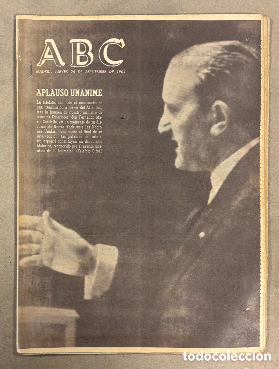 Coleccionismo de revistas y peri&oacute;dicos: ABC (26 SEPTIEMBRE 1963) FERNANDO MART&Iacute;NEZ CASTIELLA EN LA ONU, REAL MADRID 1-0 GLASGOW RANGERS