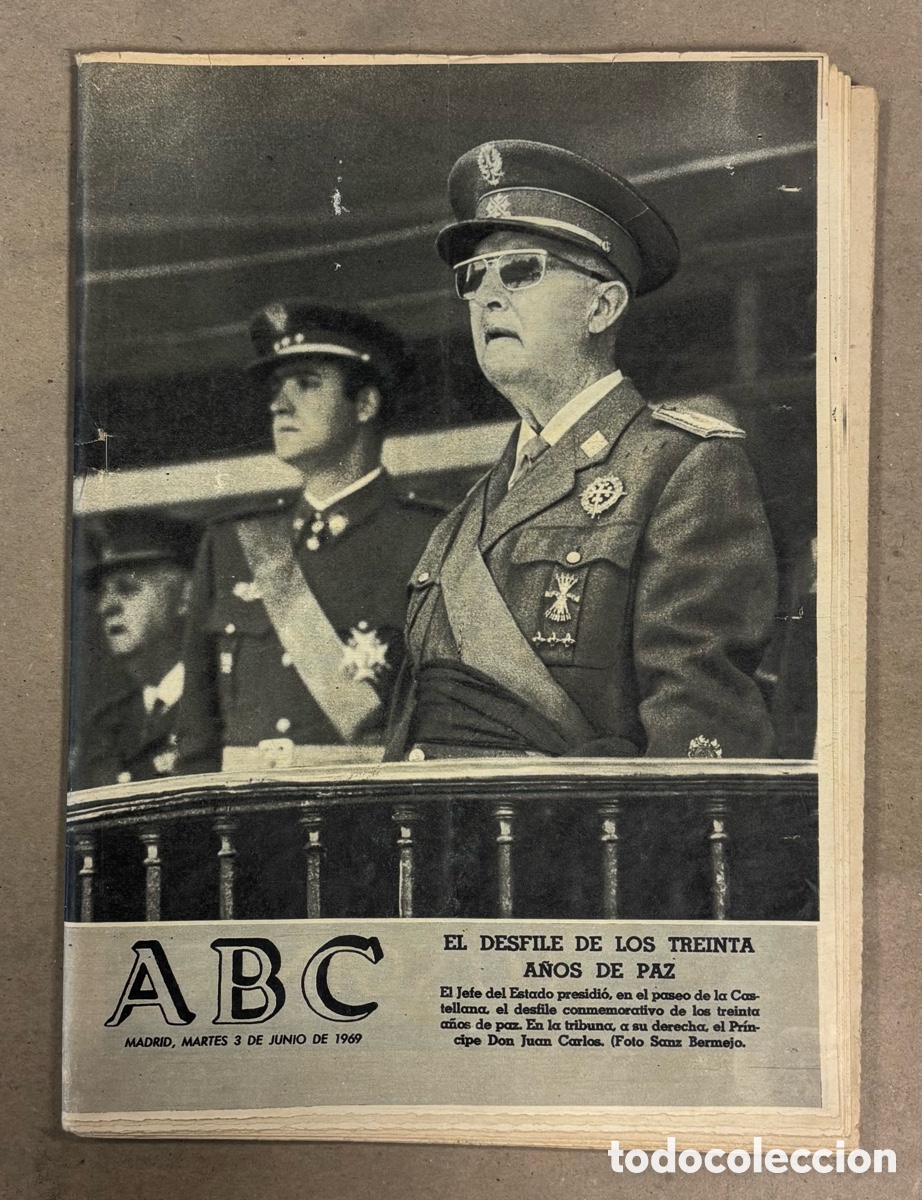 Coleccionismo de revistas y peri&oacute;dicos: ABC (3 JUNIO 1969) DESFILE 30 A&Ntilde;OS DE PAZ, SANTANA - GIMENO, ELCHE 3-0 REAL SOCIEDAD SEMIFINAL COPA