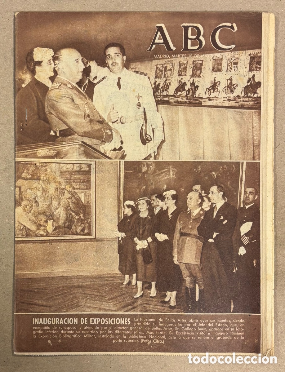 Coleccionismo de revistas y peri&oacute;dicos: ABC (18 MAYO 1954) INAUGURACI&Oacute;N EXPOSICI&Oacute;N MUSEO BELLAS ARTES, JURA BANDERA COLMENAR VIEJO, HOTEL LA