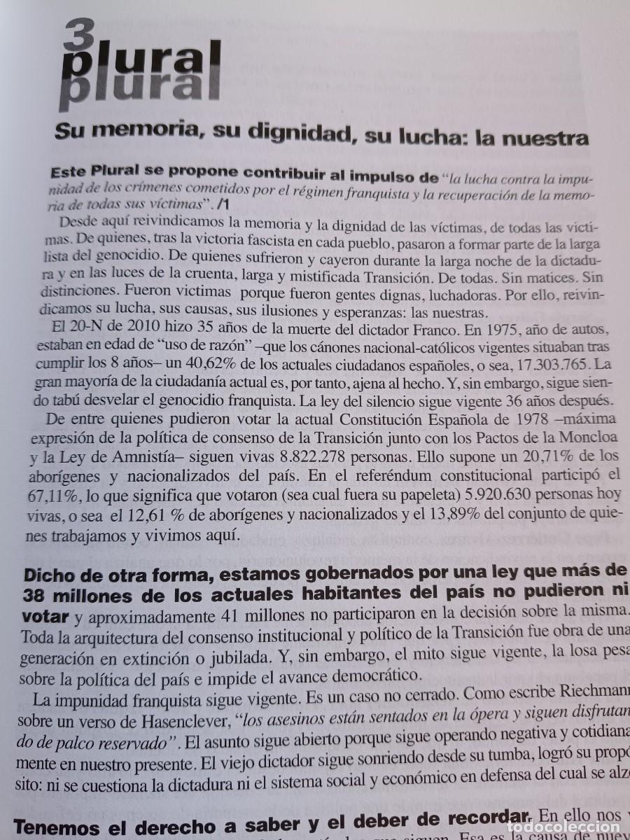 Coleccionismo de revistas y peri&oacute;dicos: DOSSIER MEMORIA HIST&Oacute;RICA. NO OLVIDAR LA REPRESI&Oacute;N FRANQUISTA AMNIST&Iacute;A POUM. 55 P&Aacute;GS VIENTO SUR 2010