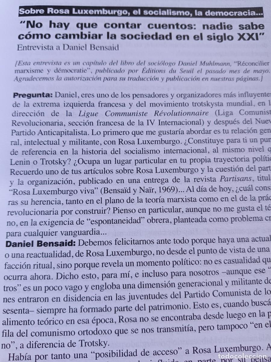 Coleccionismo de revistas y peri&oacute;dicos: ENTREVISTA A DANIEL BENSAID SOBRE ROSA LUXEMBURGO. 10 P&Aacute;GS VIENTO SUR 2010