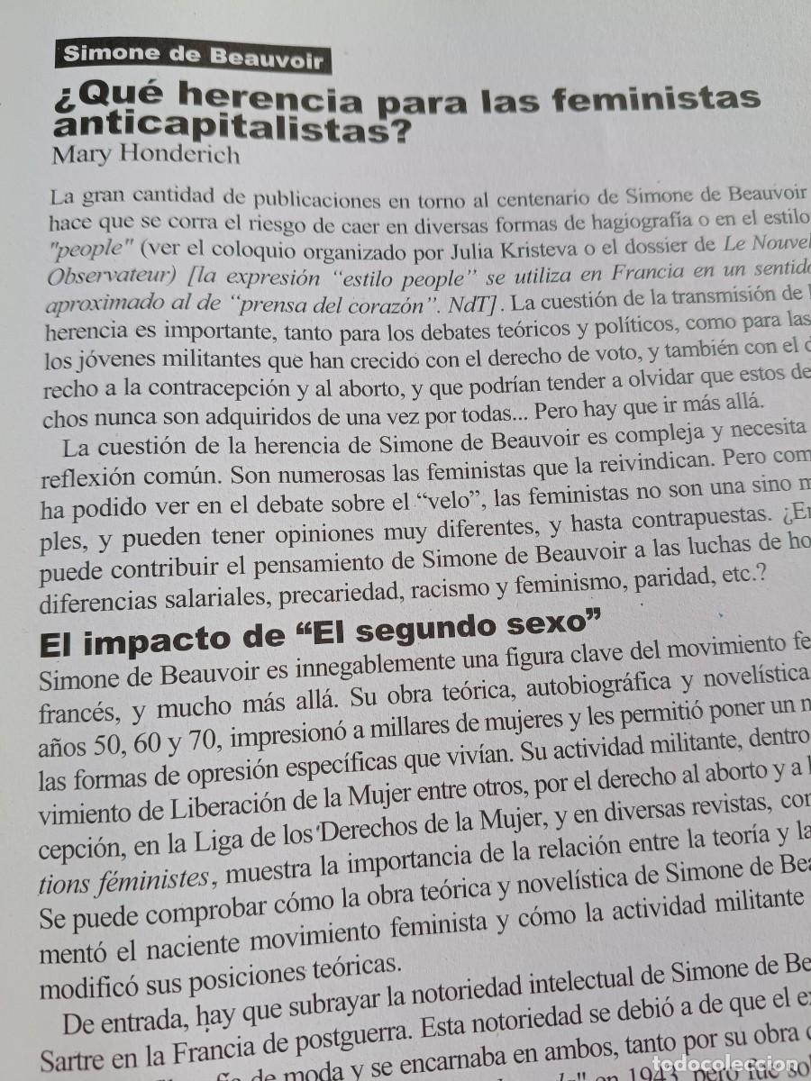Coleccionismo de revistas y peri&oacute;dicos: SIMONE DE BEAUVOIR, HERENCIA PARA LAS FEMINISTAS ANTICAPITALISTAS. 4 P&Aacute;GS VIENTO SUR 2008