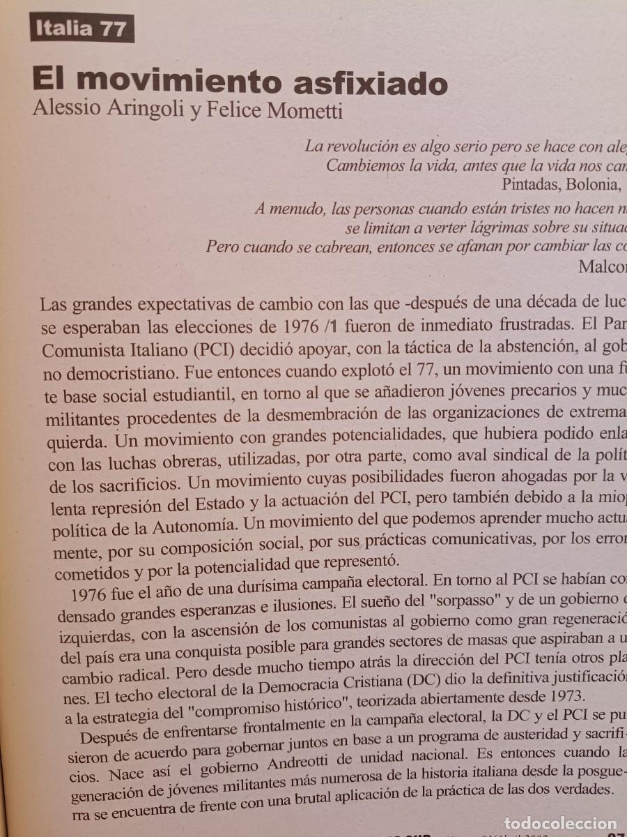 Coleccionismo de revistas y peri&oacute;dicos: ITALIA 1977, MOVIMIENTO DE AUTONOM&Iacute;A OBRERA ASFIXIADO. 7 P&Aacute;GS VIENTO SUR 2007