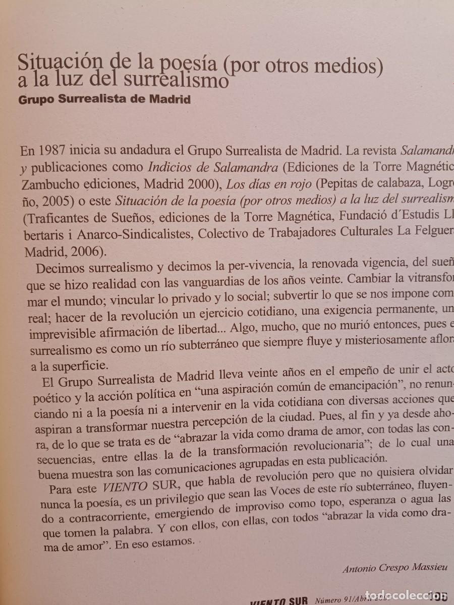 Coleccionismo de revistas y peri&oacute;dicos: SITUACI&Oacute;N DE LA POES&Iacute;A A LA LUZ DEL SURREALISMO. GRUPO SURREALISTA DE MADRID. 6 P&Aacute;GS VIENTO SUR 2007