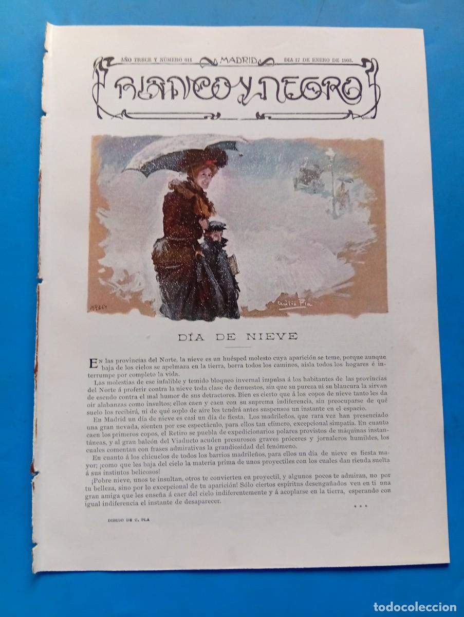 Colecionismo de Revistas e Jornais: BLANCO Y NEGRO. N&ordm; 611. A&Ntilde;O 1903. LA DUQUESA DE AHUMADA. LA PUERTA DEL SOL. SAGASTA. LA CARRO.. LEER