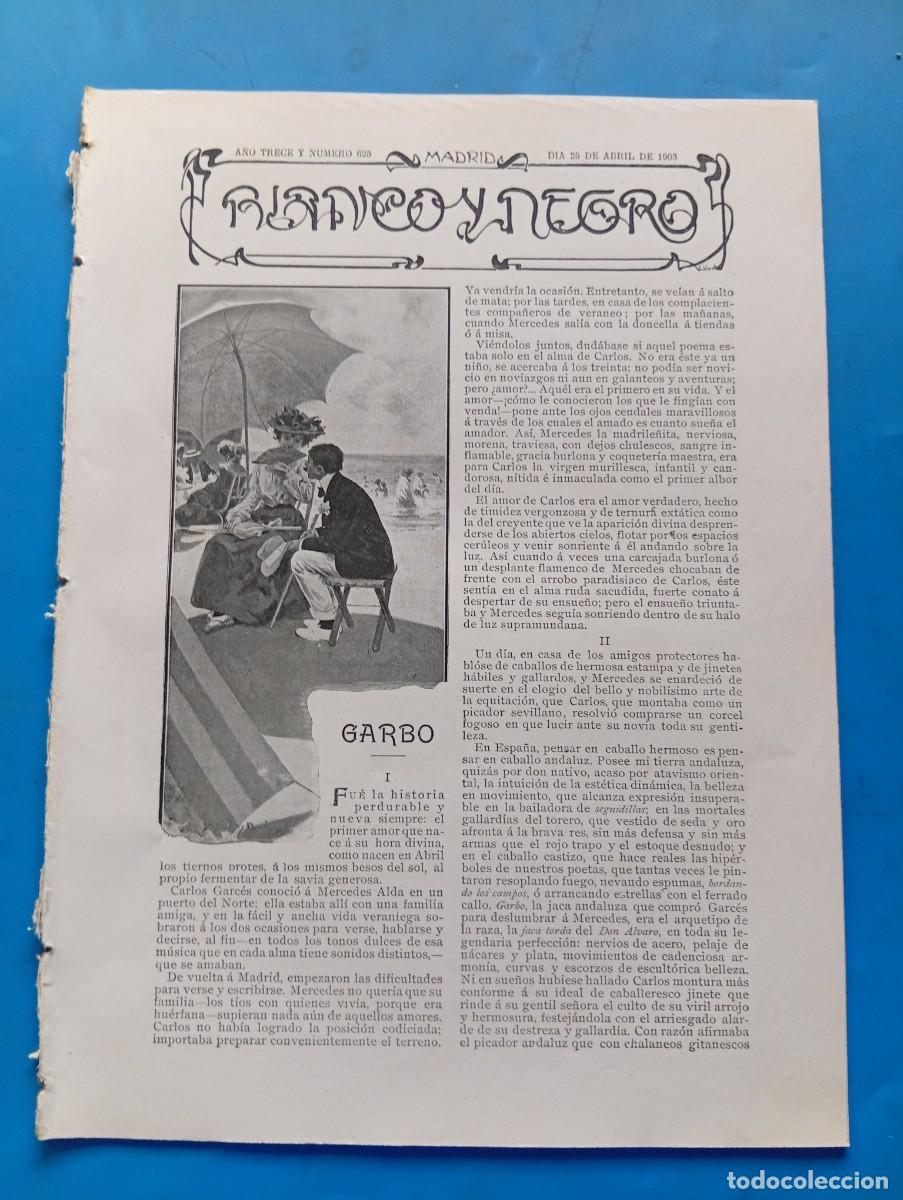 Sammeln von Zeitschriften und Zeitungen: BLANCO Y NEGRO. N&ordm; 625. A&Ntilde;O 1903. ASTILLERO AL AIRE LIBRE EN EL ARENAL DE VIGO. EL FRONT&Oacute;N DE.. LEER