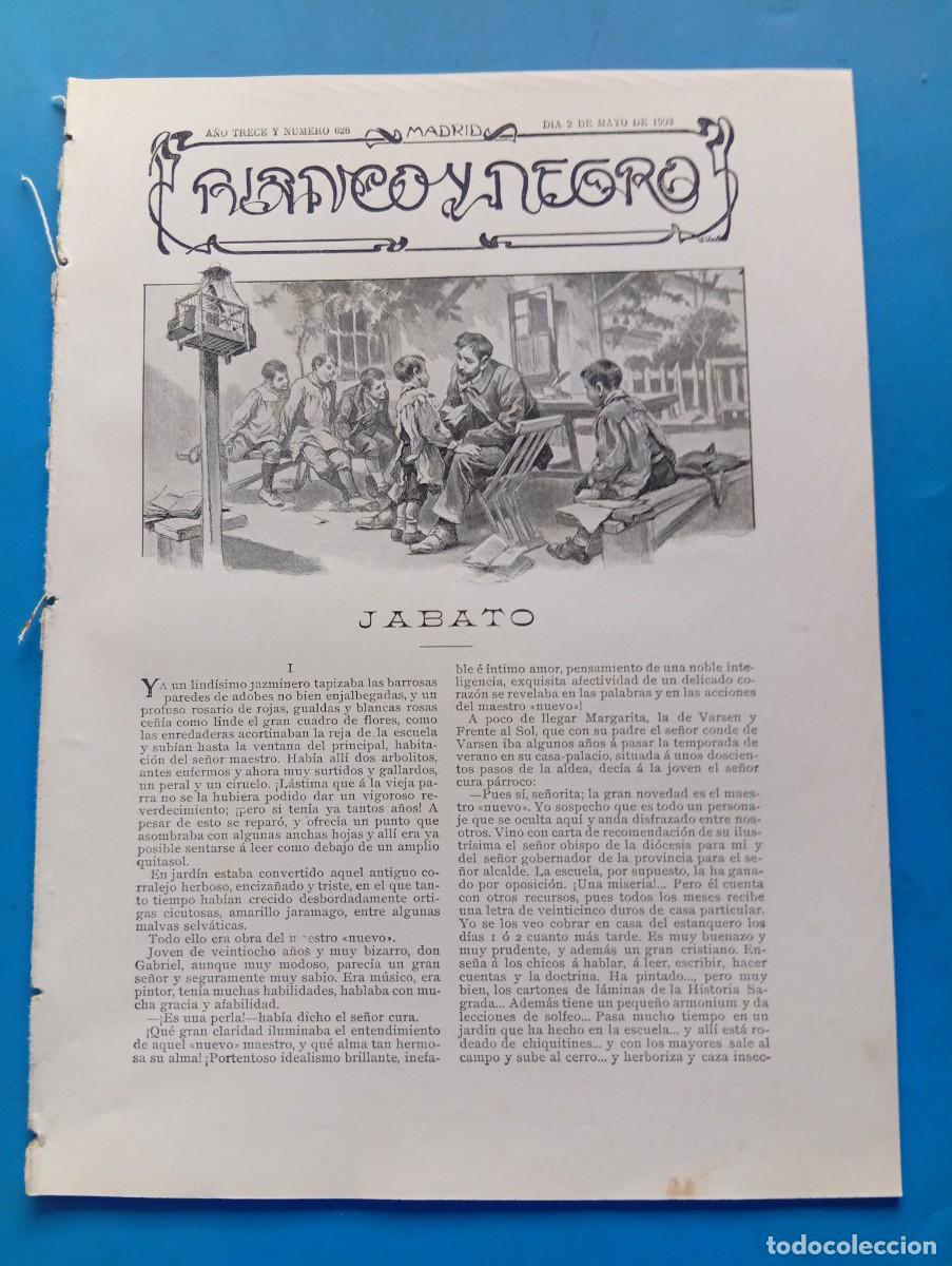 Coleccionismo de revistas y peri&oacute;dicos: BLANCO Y NEGRO. N&ordm; 626. A&Ntilde;O 1903. LA F&Aacute;BULA DE LA LECHERA. A P&Eacute;REZ Z&Uacute;&Ntilde;IGA. FRONT&Oacute;N DE LA BIBL.. LEER