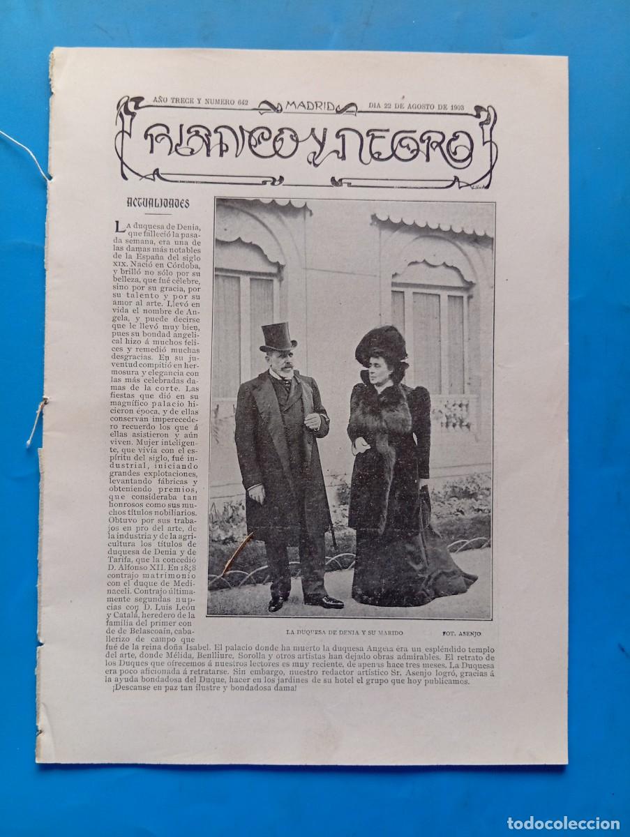 Coleccionismo de revistas y peri&oacute;dicos: BLANCO Y NEGRO. N&ordm; 642. A&Ntilde;O 1903. LA DUQUESA DE DENIA Y SU MARIDO. CURIOSEANDO EL GUADARRAMA... LEER