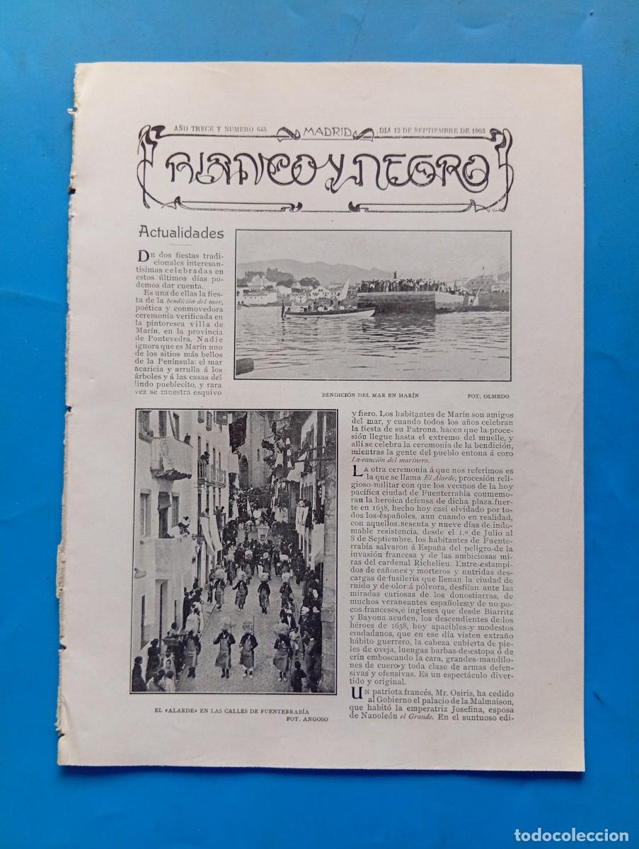 Coleccionismo de revistas y peri&oacute;dicos: BLANCO Y NEGRO. N&ordm; 645. A&Ntilde;O 1903. BENDICI&Oacute;N DEL MAR EN MAR&Iacute;N. C&Oacute;MO SE HACE LA PEREGRINACI&Oacute;N A.. LEER