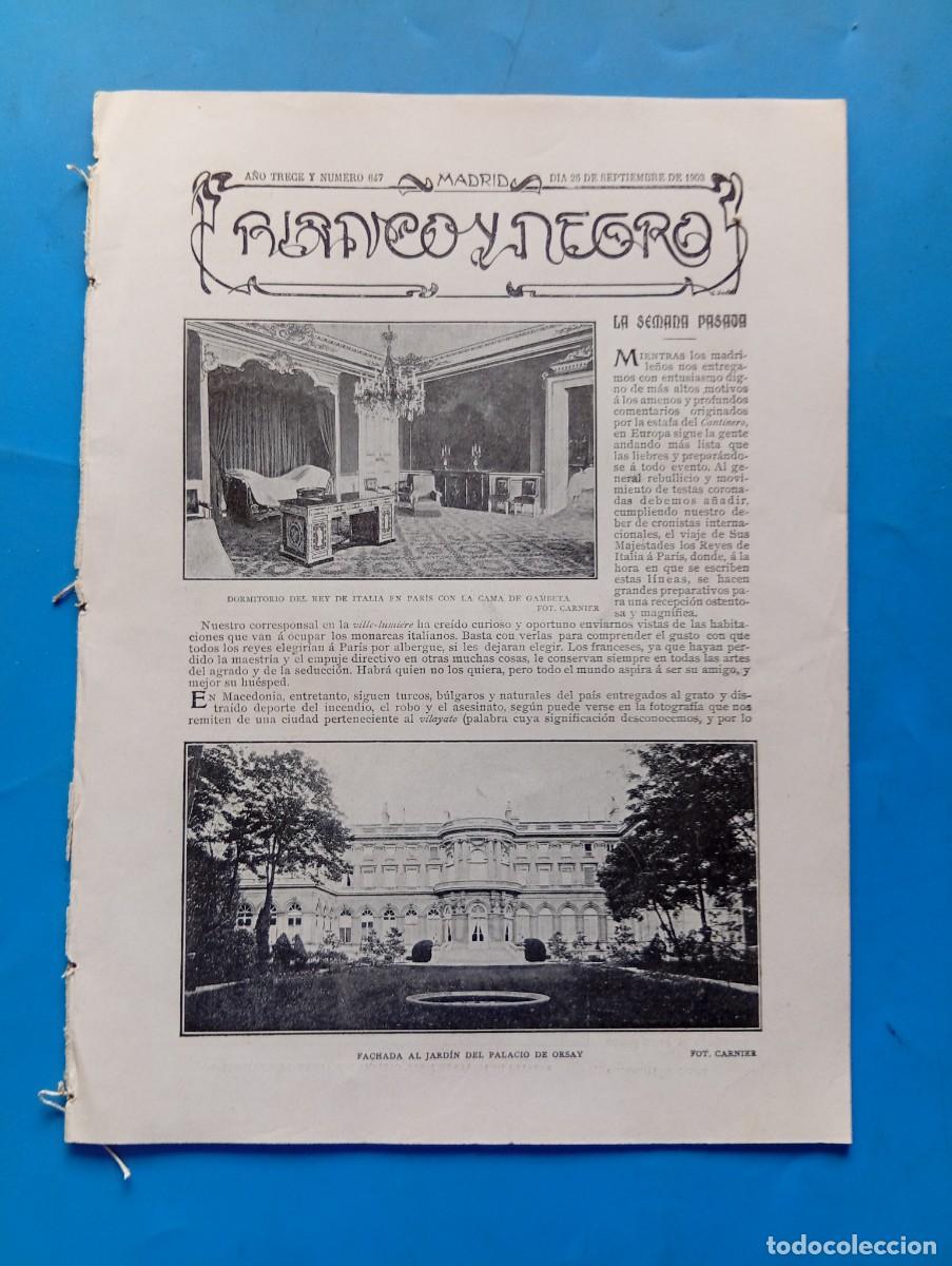 Coleccionismo de revistas y peri&oacute;dicos: BLANCO Y NEGRO. N&ordm; 647. A&Ntilde;O 1903. FACHADA AL JARD&Iacute;N DEL PALACIO DE ORSAY. LOS MUELLES DE SING.. LEER